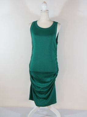 Michael Stars Kelly Green Ultra Rib Demi Above Knee Ruched Side Tank Dress NWT